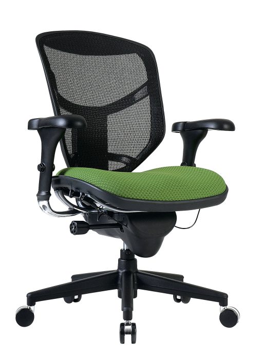 WorkPro® Floor Display Quantum 9000 Series Ergonomic Mesh/Premium Fabric Mid-Back Office Chair, Black/Lime, BIFMA Compliant