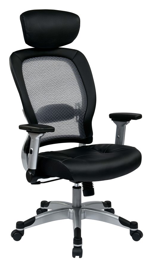 Office Star™ SPACE Seating Professional Ergonomic Light Air Grid® High-Back Chair, Black/Platinum - Image 2