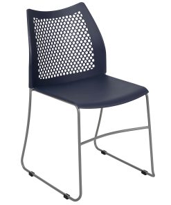 Flash Furniture HERCULES Series Sled-Base Stack Chair With Air-Vent Back, Navy 2