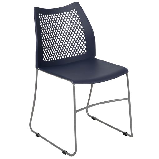 Flash Furniture HERCULES Series Sled-Base Stack Chair With Air-Vent Back, Navy - Image 2