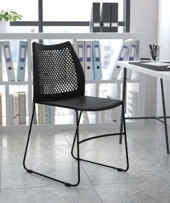 Flash Furniture HERCULES Series Sled-Base Stack Chair With Air-Vent Back, Navy