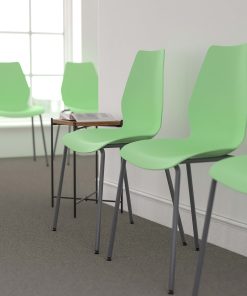 Flash Furniture HERCULES Series 770 lb. Capacity Stack Chair with Lumbar Support and Silver Frame, Green 2