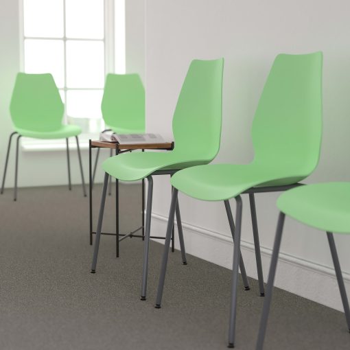 Flash Furniture HERCULES Series 770 lb. Capacity Stack Chair with Lumbar Support and Silver Frame, Green - Image 2