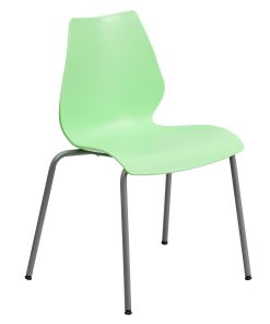 Flash Furniture HERCULES Series 770 lb. Capacity Stack Chair with Lumbar Support and Silver Frame, Green