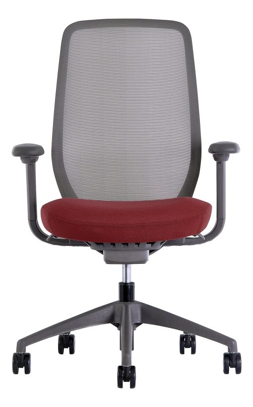 WorkPro® 6000 Series Multifunction Ergonomic Mesh/Fabric High-Back Executive Chair, Gray Frame/Red Seat, BIFMA Compliant - Image 2