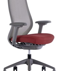 WorkPro® 6000 Series Multifunction Ergonomic Mesh/Fabric High-Back Executive Chair, Gray Frame/Red Seat, BIFMA Compliant
