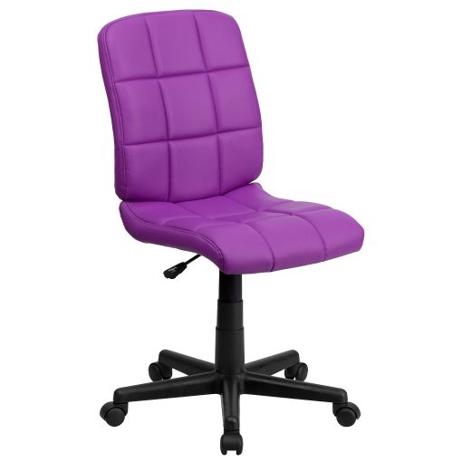 Flash Furniture Quilted Vinyl Mid-Back Swivel Task Chair, Purple/Black - Image 2