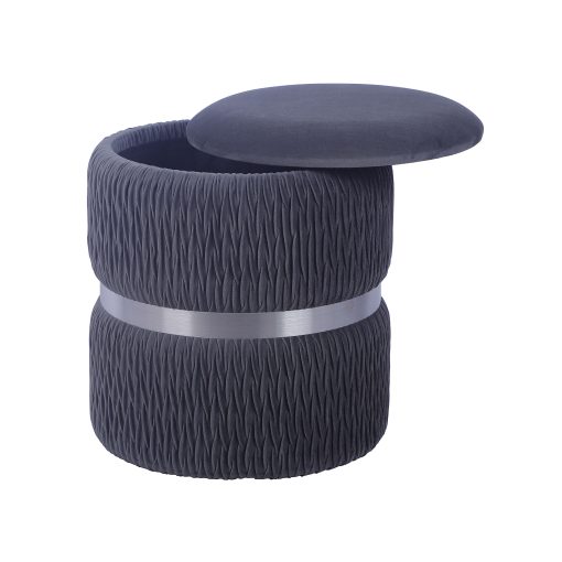 Techni Mobili Velvet Storage Ottoman, 15-1/2"H x 13-3/4"W x 13-3/4"D, Gray, RTAOT26GRY - Image 2