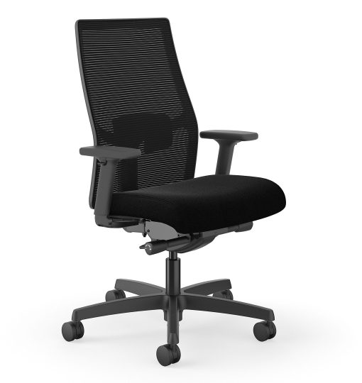 HON® Ignition 2.0 Ergonomic Mesh/Fabric Mid-Back Task Chair, Black