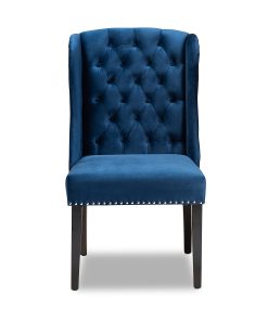 Baxton Studios Lamont Dining Chair, Navy Blue/Dark Brown 2