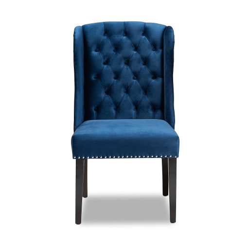 Baxton Studios Lamont Dining Chair, Navy Blue/Dark Brown - Image 2