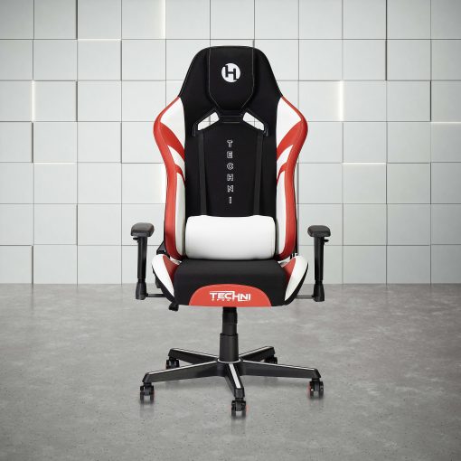 Techni Sport Echo 2.0 Ergonomic Fabric Computer Gaming Chair, Red/Black - Image 2