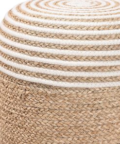 bali & pari Nequiel Modern Bohemian Seagrass And Woven Rope Ottoman Footstool, Natural Brown/White 2