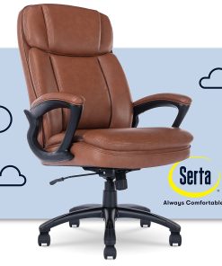 Serta® Big And Tall Ergonomic Bonded Leather High-Back Office Chair, Cognac/Black 2