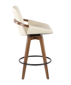 LumiSource Cosmo Counter Stools, Cream Seat/Walnut Frame 2