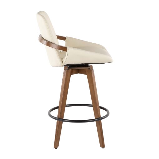 LumiSource Cosmo Counter Stools, Cream Seat/Walnut Frame - Image 2