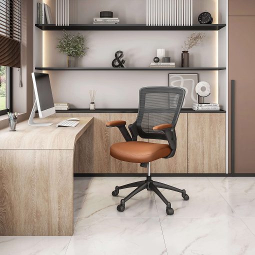 Techni Mobili Ergonomic Mesh Mid-Back Task Chair, Brown - Image 2