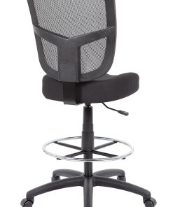 Boss Office Products Contract Mesh Armless Drafting Stool With Back, Black 2