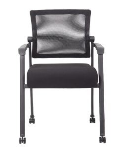Boss Office Products 4-Legged Guest Chair With Casters, Black