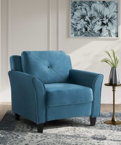 Lifestyle Solutions Hanson Microfiber Chair With Curved Arms, Blue/Black 2