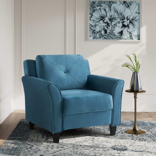 Lifestyle Solutions Hanson Microfiber Chair With Curved Arms, Blue/Black - Image 2