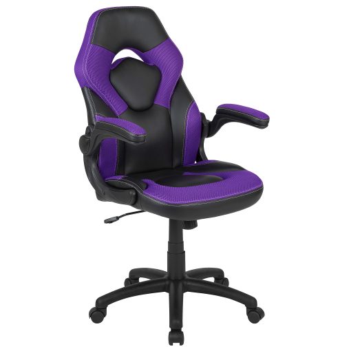 Flash Furniture X10 Ergonomic LeatherSoft High-Back Racing Gaming Chair, Purple/Black - Image 2