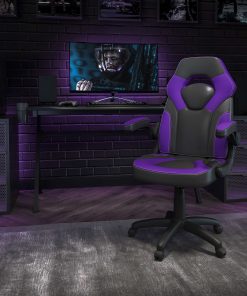 Flash Furniture X10 Ergonomic LeatherSoft High-Back Racing Gaming Chair, Purple/Black