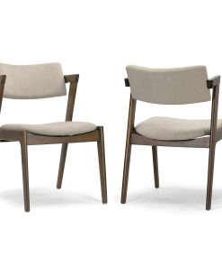 Glamour Home Auden Upholstered Fabric Dining Accent Chairs, Beige/Dark Brown, Pack Of 2 Chairs 2