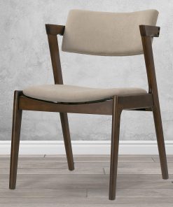 Glamour Home Auden Upholstered Fabric Dining Accent Chairs, Beige/Dark Brown, Pack Of 2 Chairs