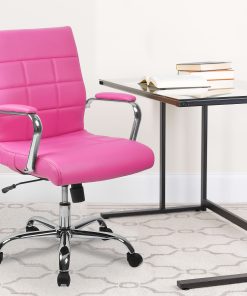 Flash Furniture Vinyl Mid-Back Executive Office Chair, Pink