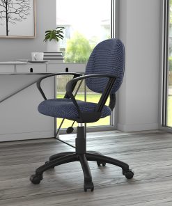Boss Office Products Fabric Deluxe Posture Task Chair With Loop Arms, Blue/Black 2