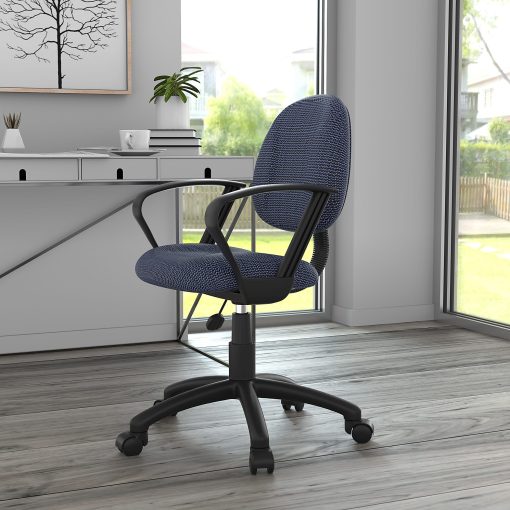 Boss Office Products Fabric Deluxe Posture Task Chair With Loop Arms, Blue/Black - Image 2