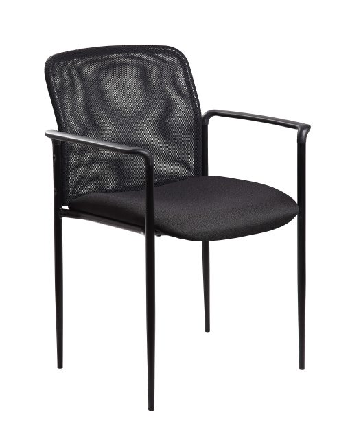 Boss Office Products Mid-Back Armless Guest Chair With Antimicrobial Vinyl, Black