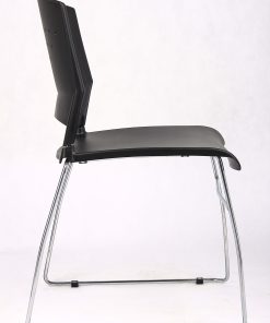 Boss Office Products Poly Stackable Chrome Chair, Black/Silver 2