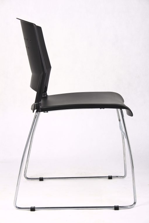 Boss Office Products Poly Stackable Chrome Chair, Black/Silver - Image 2