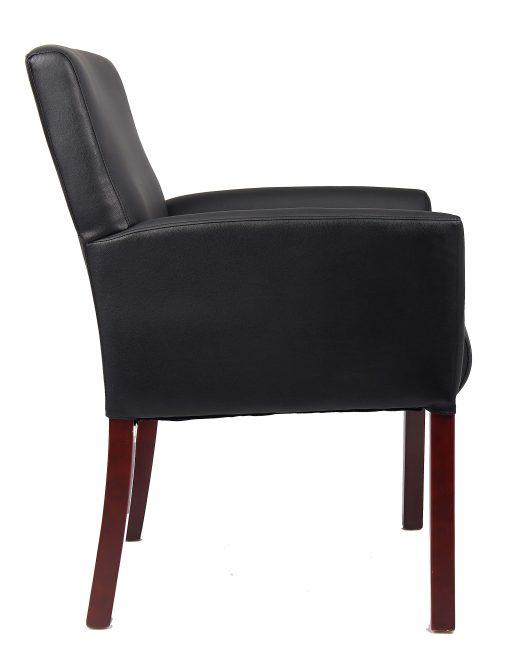 Boss Office Products Box-Arm Guest Chair, Black/Mahogany - Image 2