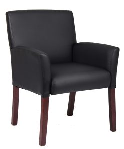 Boss Office Products Box-Arm Guest Chair, Black/Mahogany