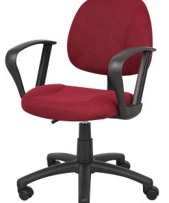 Boss Office Products Fabric Deluxe Posture Task Chair With Loop Arms, Burgundy/Black 2