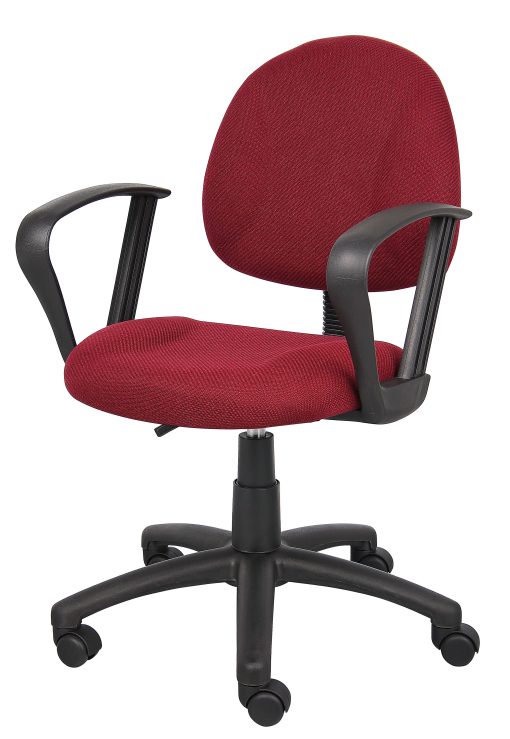 Boss Office Products Fabric Deluxe Posture Task Chair With Loop Arms, Burgundy/Black - Image 2