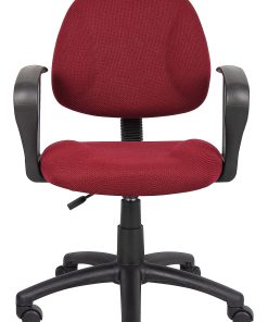 Boss Office Products Fabric Deluxe Posture Task Chair With Loop Arms, Burgundy/Black