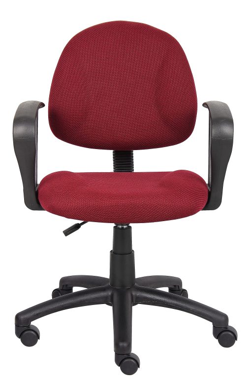 Boss Office Products Fabric Deluxe Posture Task Chair With Loop Arms, Burgundy/Black