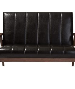 Baxton Studio Luisa Loveseat, Dark Brown/Cocoa