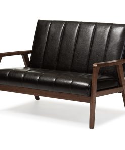Baxton Studio Luisa Loveseat, Dark Brown/Cocoa 2