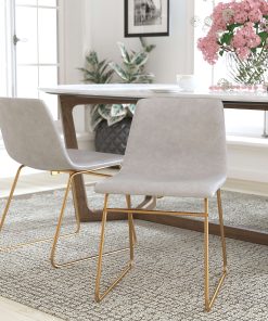 Flash Furniture Commercial Grade Dining Chairs, Light Gray/Gold, Set Of 2 Chairs