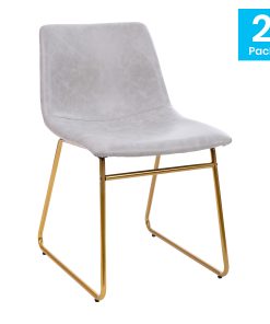 Flash Furniture Commercial Grade Dining Chairs, Light Gray/Gold, Set Of 2 Chairs 2