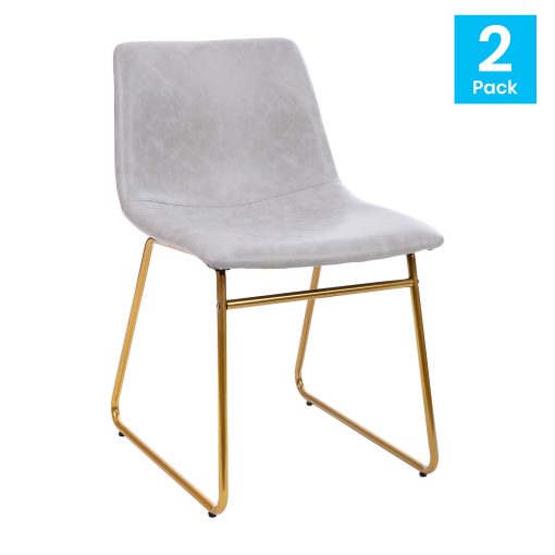 Flash Furniture Commercial Grade Dining Chairs, Light Gray/Gold, Set Of 2 Chairs - Image 2