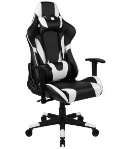Flash Furniture X20 Ergonomic LeatherSoft™ Faux Leather High-Back Racing Gaming Chair, White/Black 2
