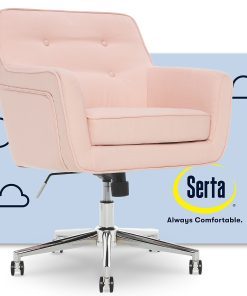 Serta® Ashland Home Mid-Back Office Chair, Twill Fabric, Blush Pink/Chrome 2