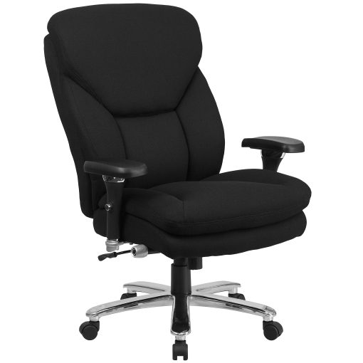 Flash Furniture HERCULES Series 24-7 Intensive Use Big & Tall Ergonomic Fabric High-Back Office Chair With Lumbar Knob And Headrest, Black/Gray - Image 2