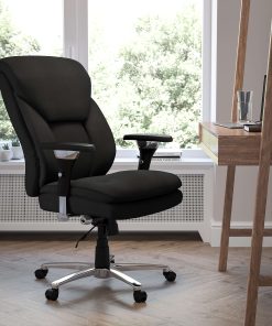 Flash Furniture HERCULES Series 24-7 Intensive Use Big & Tall Ergonomic Fabric High-Back Office Chair With Lumbar Knob And Headrest, Black/Gray